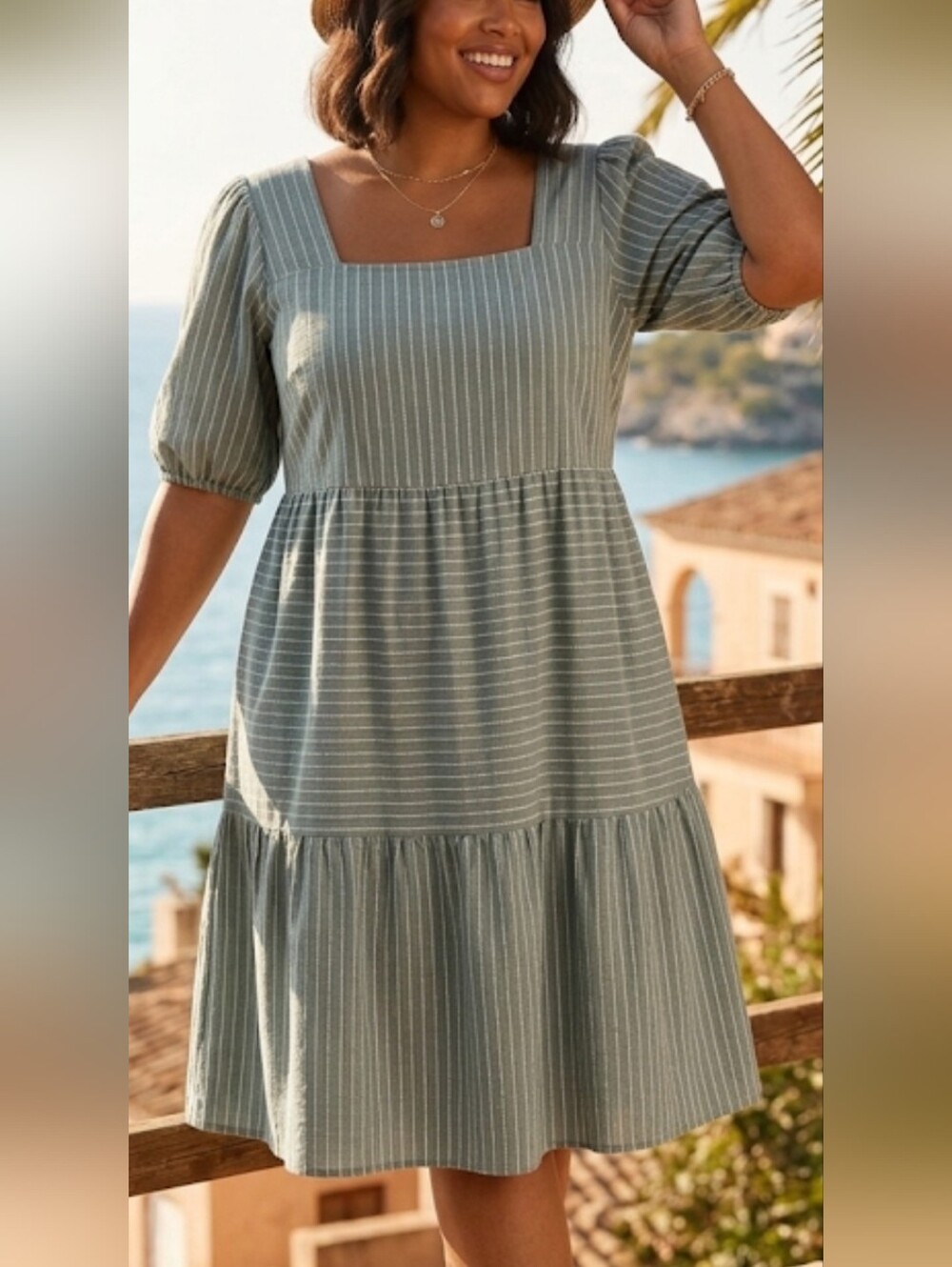 🛍 CLEARANCE 🛍 Green and White Geo Patterned Summer Dress Sz. 1X